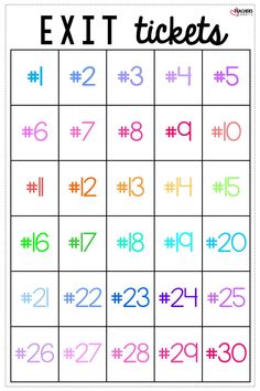 a printable exit ticket with the numbers in it