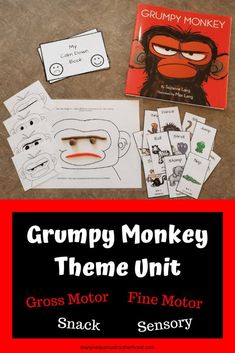 a monkey themed theme with the words grumpy monkey theme unit and other activities