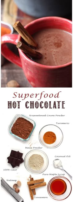 the ingredients to make superfood hot chocolate