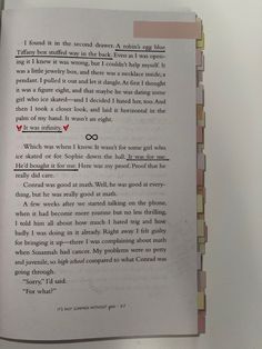 an open book with some type of writing on it's page and the title