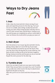 an info sheet describing how to dry jeans