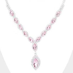 Pink Marquise Crystal Rhinestone Drop Silver Necklace SetItem: Necklace & Pierced EarringsBrand: Christine CollectionColor: Pink, SilverFastening: Lobster Clasp Metal: Alloy, Lead & Nickle FreeMaterials: Metal, Glass Crystal, Rhinestones Length: 16" + 4" Extension Decor Size: 1.75" Long (inches)Earrings: 1.5" LongTheme: Statement, Bridal, Evening, Prom, PageantAll Measurements are Approximate Sold As One Individual Necklace and One Matching Pair Of Pierced Earrings Flower Necklace Aesthetic, Flower Necklace Outfit, Choker Necklace Outfit, Red Flower Necklace, Flower Choker Necklace, Silver Necklace Set, Flower Choker, Red Rose Flower, Purple Necklace