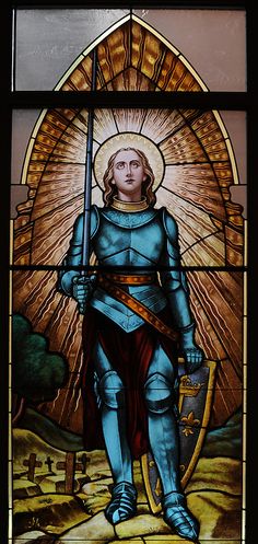 Stained glass image of St. Joan of Arc. Our Lady of Lourdes Church, De Pere, Wis. (Sam Lucero photo) Jean Of Arc, Joan Of Arc Aesthetic, Santa Joana D'arc, Joan D Arc, Medieval Stained Glass, St Joan Of Arc, Saint Joan Of Arc, Jeanne D'arc, St Joan