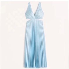 Nwt Questions? Leave A Comment Below! Light Blue Pleated V-neck Dress, Chic Pleated Light Blue Dress, Chic Light Blue Pleated Dress, 27 Dresses, Abercrombie And Fitch Dresses, Cutout Maxi Dress, Draped Skirt, Bow Detail Dress, Satin Slip