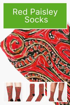 Add a splash of color and vibrance to your wardrobe with these fabulous Red Paisley Socks! With many patterns and designs to choose from, you'll never run out of ways to show off your unique style. Perfect for casual wear or dressing up a formal look. Get your Paisley On and stand out from the crowd! Red Paisley, Run Out, Formal Looks