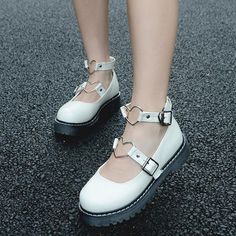 Color: White, Shoes Size: 35 Harajuku Shoes, Japanese Harajuku, Inside Shoes, Nice Clothes, Saved Pins, Strap Shoes, Jane Shoes, Pink Shoes, Clothing Ideas