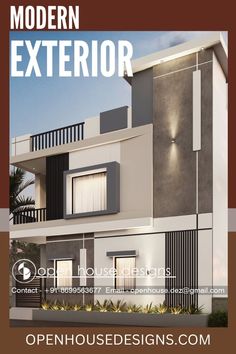 the front cover of an open house design book, with text that reads modern exterior