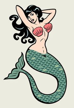 an illustration of a mermaid with long hair