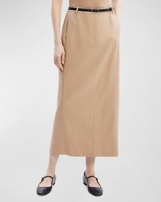 Theory Fashion, Trouser Skirt, Satin Midi Skirt, Wool Flannel, Mid Length Skirts, Trouser Style, Curator Style, Brunello Cucinelli, Flare Skirt