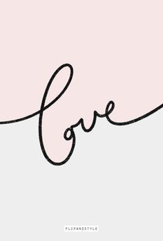 the word love written in cursive writing on a pink background