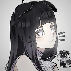 a drawing of a girl with black hair holding a camera and looking at her phone