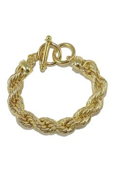 Savvy Cie | 18K Gold Plated Bold Rope Toggle Bracelet | HauteLook Toggle Bracelet, Fabulous Jewelry, Toggle Clasp, Shop Dresses, Diy Jewelry, 18k Gold