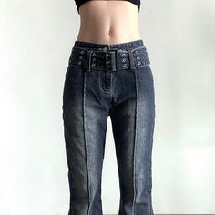 Brand Name: heyoungirlMaterial: CottonMaterial: polyesterFabric Type: CoatedWaist Type: MIDLength: Full LengthDecoration: SashesDecoration: ButtonDecoration: PocketsOrigin: CN(Origin)Jeans Style: Flare PantsAge: Ages 18-35 Years OldModel Number: hyMGP17705Release Date: Autumn 2021Thickness: RegularFit Type: RegularItem Type: JEANSGender: WOMENStyle: High StreetClosure Type: Zipper FlyWash: Bleach Wash Korean Trousers, Vintage Black Jeans, Streetwear 90s, Retro Jeans, Black Jeans Women, Belt Fashion, Women Streetwear, Women Platform Shoes, Patches Fashion