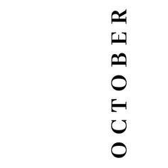 the word october written in black on a white background