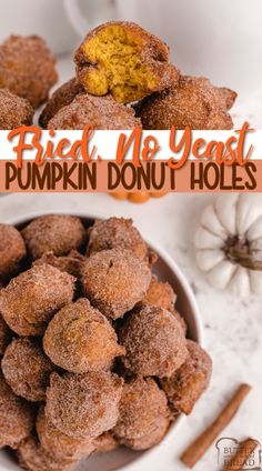 a white bowl filled with pumpkin donut holes