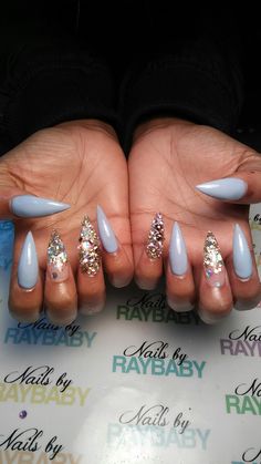 Ice Blue Nails Designs, Sky Blue And Silver Nails, Ice Blue Nails, Alabama Nails, Nice Hands, Blue And Silver Nails, Super Cute Nails, Sassy Nails