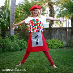 Gumball Machine Halloween Costume | 'A Casarella Diy Bubble Gum Machine, Bubble Gum Machine Costume, Diy Bubble Gum, Diy Gumball Machine, Gum Machine, Bubble Gum Machine