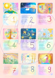 the numbers and symbols in this children's book are painted with watercolors