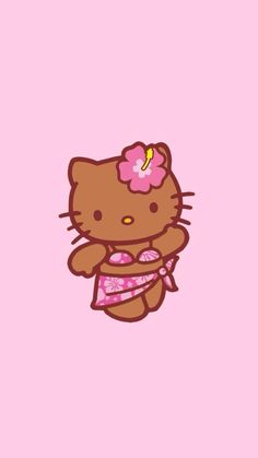 a hello kitty wallpaper with a pink background