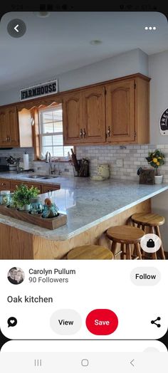 the kitchen counter is clean and ready to be used as a center island for cooking