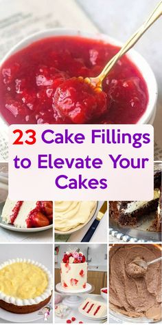 cake fillings to elevate your cakes cover image with text overlay that reads, 23 cake fillings to elevate your cakes