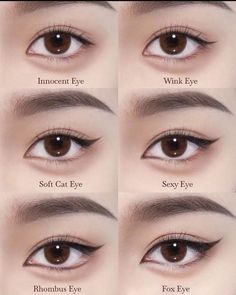 Makeup Ala Korea, Makeup Asia, Makeup Ulzzang, Maquillage Yeux Cut Crease, Tutorial Eyeliner, Membentuk Alis, Asian Makeup Tutorials, Bentuk Alis, Mekap Mata