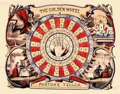 the golden wheel fortune teller is shown in this old poster from the early 20th century