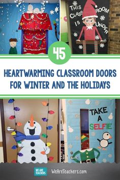 classroom door decorations with the words heartwaring classroom doors for winter and the holidays