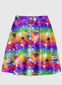 Kidcore Kawaii Clown Skirt – In Control Clothing Plus Size Kidcore, Clowncore Aesthetic Outfits, Clown Skirt, Dreamcore Fashion, Kawaii Clown, Clowncore Outfit, Kidcore Clothes, Kidcore Clothing, Clowncore Aesthetic