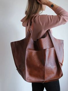 Brown Large Capacity Tote Bucket Bag, Elegant Brown Coated Canvas Hobo Bag, Brown Tote Bag With Leather Handles, Cognac Textured Leather Tote Hobo Bag, Eco-friendly Tote Shoulder Bag With Leather Handles, Yellow Handbag, Woven Tote Bag, Light Brown, Black N Yellow