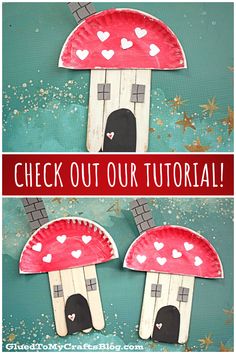 popsicle stick mushroom house craft for kids to make