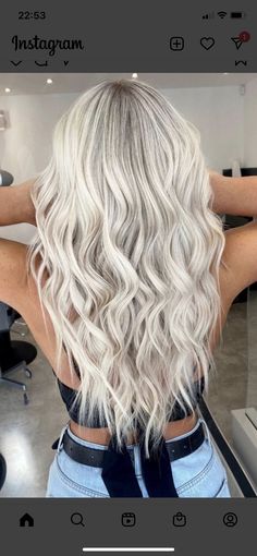 Ice Blonde Hair Highlights, Long Platinum Blonde Hair With Shadow Root, Icy Pearl Blonde Hair, Highlights For Platinum Blonde Hair, Silver Tone Hair, White Blonde With Dimension, Full Head Ash Blonde Highlights, Platinum Blonde Highlights With Money Piece, Platimun Blonde Highlights