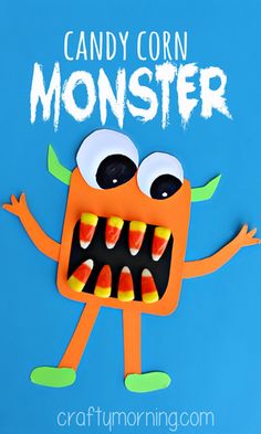 an easy and fun halloween craft for kids to make with candy corn monster cut outs