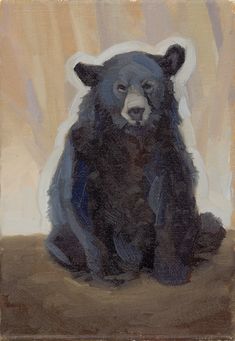 a painting of a black bear sitting on the ground