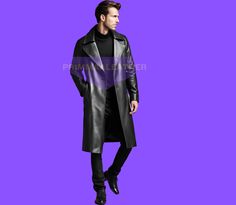 Product Description: Elevate your wardrobe with this timeless Men's Black Leather Trench Coat from PrimmaaLeather. This luxurious coat is crafted from high-quality, genuine leather, offering both style and durability. Designed for the modern man who values sophistication, this trench coat is perfect for making a bold statement in any setting. Features: Premium Material: Made from 100% genuine leather, this trench coat provides a smooth and rich texture that only improves with age. Classic Design Classic Faux Leather Outerwear For Business, Classic Faux Leather Outerwear With Lapel Collar, Formal Leather Long Coat, Black Leather Trench Coat, Coat Classic, Leather Trench, Winter Outerwear, Mens Black Leather, Leather Trench Coat