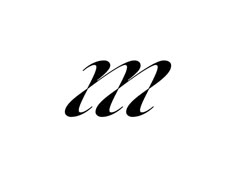 the letter m is made up of two letters, one in black and one in white