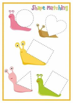 the shape matching game for children with cartoon snails