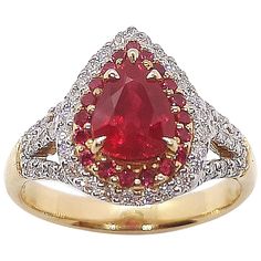 Ruby 1.27 carats with Diamond 0.36 carat and Ruby 0.16 carat Ring set in 18 Karat Rose Gold Settings Width: 1.0 cm Length: 1.4 cm Ring Size: 52 Total Weight: 4.51 grams "We first opened doors in 1980 when it was then situated in the vicinity of the Victory Monument; a small and modest storefront with a couple of counters. From its humble beginnings to where it stands today, our company has proven its abilities as a jeweler. Since the beginning, we have been supplying fine quality pieces to deale Diamond Ring Set, Ruby Diamond Rings, Diamond Ring Settings, Ruby Diamond, Pretty Rings, Vintage Jewels, Jewelry Designs, Ring Set, Rose Gold Ring