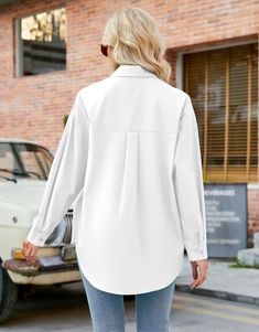 Women's Candy Colorfuly Loose Lapel Long Sleeve Shirts 8Colors Collarless Shirt, Casual Long Sleeve Shirts, Basic Shirts, Collar Top, Green Shirt, Collar Blouse, White Casual, Shirt Collar, Top Casual