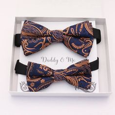 Navy and Rose gold Bow tie set for daddy and son, Paisley bow tie, Daddy me gift set, Rose gold bow tie kids bow Adjustable pre tied bow Rose Gold Bow Tie, Navy And Rose Gold, Navy Bow Tie, Burgundy Bow Tie, Gold Bow Tie, Toddler Bow Ties, Kids Bow Ties, Custom Bows, Pre Tied Bow Tie