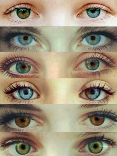 four different colored eyes with long lashes