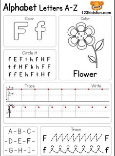 the alphabet worksheet for children with flowers and letters