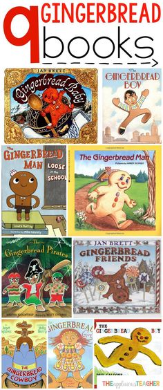 the gingerbread book series is featured in this image with text that reads, 9 gingerbread books