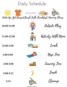 the daily schedule for children's school days, with their names and numbers on it