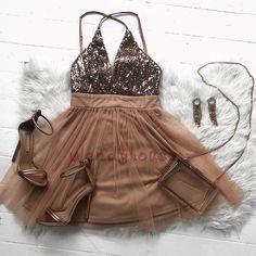 Rose Gold Cocktail Dress, Rose Gold Cocktail, Cocktail Dress Short, Homecoming Dresses Sparkly, Sparkly Prom Dresses, Gold Cocktail Dress, Homecoming Party, Prom Dresses 2019, Gold Shorts