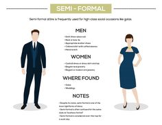 a man and woman standing next to each other with the words sem - formal