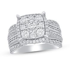 a white gold ring with two rows of diamonds