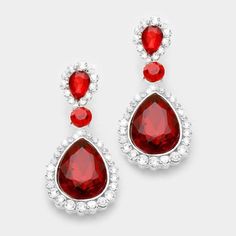 Red Rhinestone Pave Trim Crystal Evening Earrings Teardrop Silver Earrings, Beaded Chandelier Earrings, Baublebar Earrings, Beaded Drop Earrings, Heart Drop Earrings, Red Rhinestone, Earring Patterns, Moon Earrings, Small Earrings