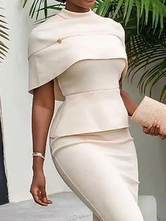 Bodycon Capelet Solid Color Split-Joint Mock Neck Shirts Tops APRICOT-S Unusual Outfits, Mock Neck Shirt, White Dresses, Work Outfits, Barack Obama, Neck Shirt, Rocking Chair, Bride And Groom, Moda Operandi