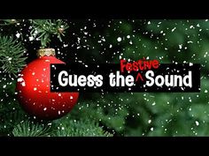 a christmas ornament hanging from a tree with the words festive guess the a sound